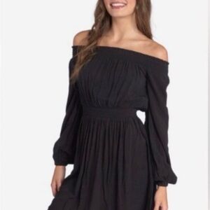 Roxy Black Off-Shoulder Long Sleeve Dress